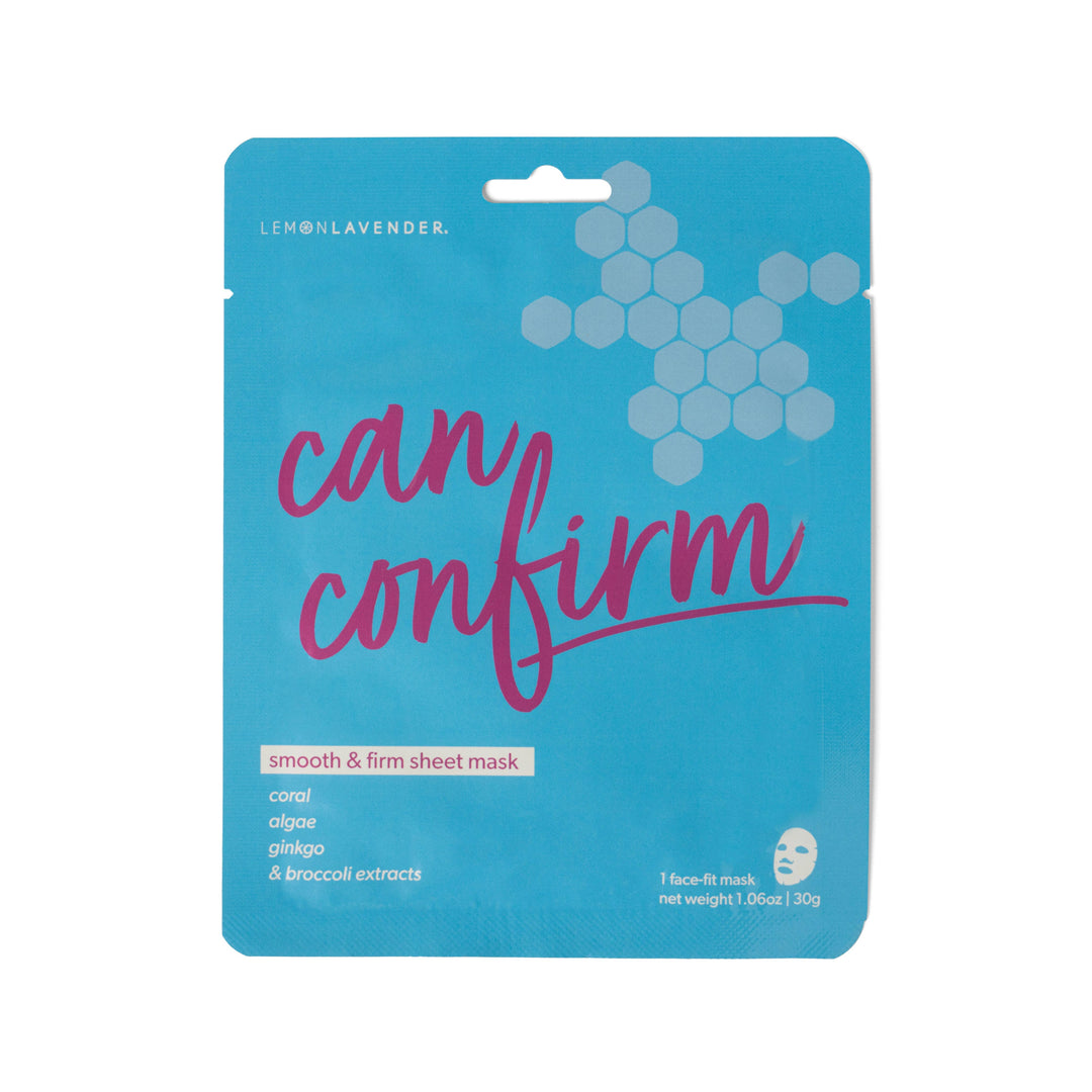 Blue Lemon Lavender Sheet Dreams single-use mask packet, "smooth &amp; firm"; with botanical extracts; available in 1 sheet size.