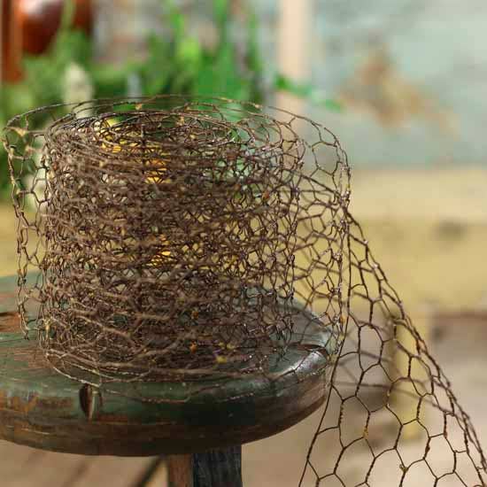 Chicken Wire Floral Craft Mesh Ribbon, 2-1/4″ wide, rusted finish.