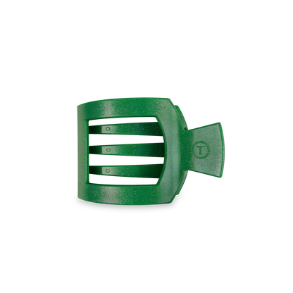 Green plastic TELETIES Square Flat Hair Clip with three horizontal blades and a strong-grip handle. Available sizes: Small, Medium, Large.