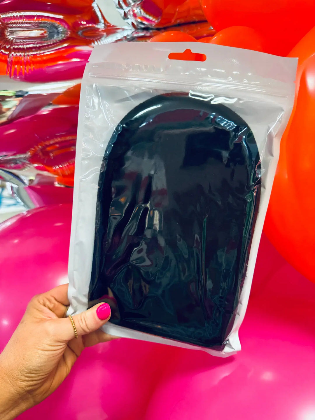 Glow Girl Application Mitt - Sealed translucent package. Sizes available: One size fits all.