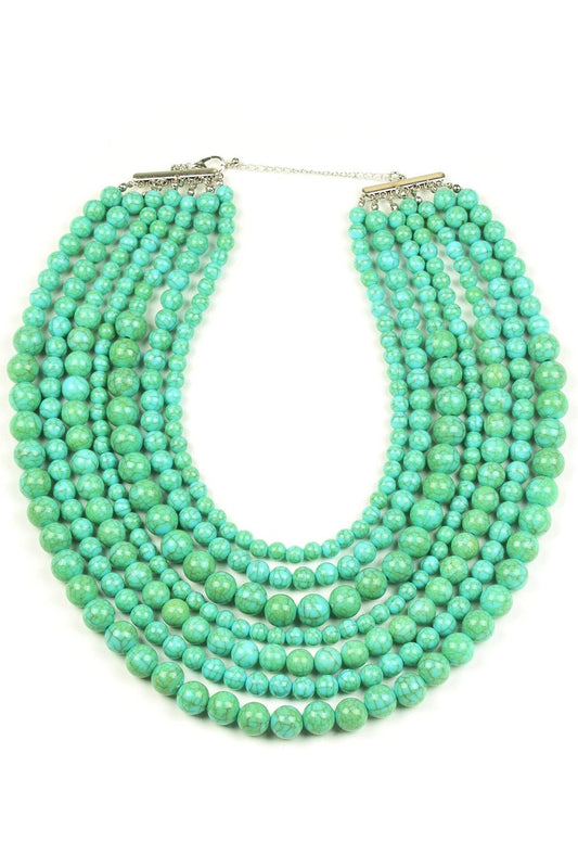 The Rowena Necklace - Turquoise: multi-strand graduated turquoise beads, silver clasp. Available in 16", 18", and 20".