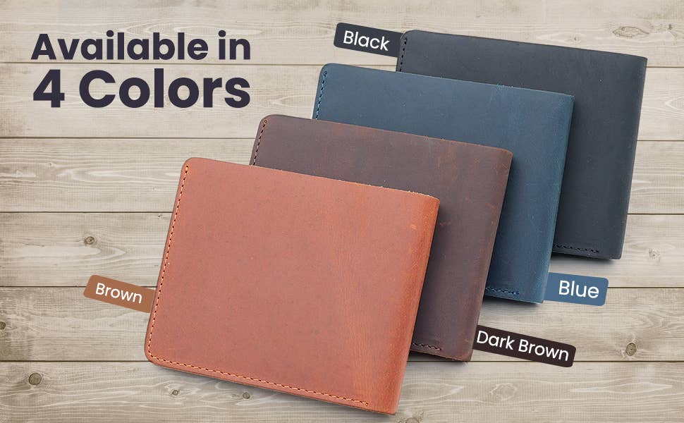Genuine Leather Wallet for Men with Flap out ID Window: Dark Brown