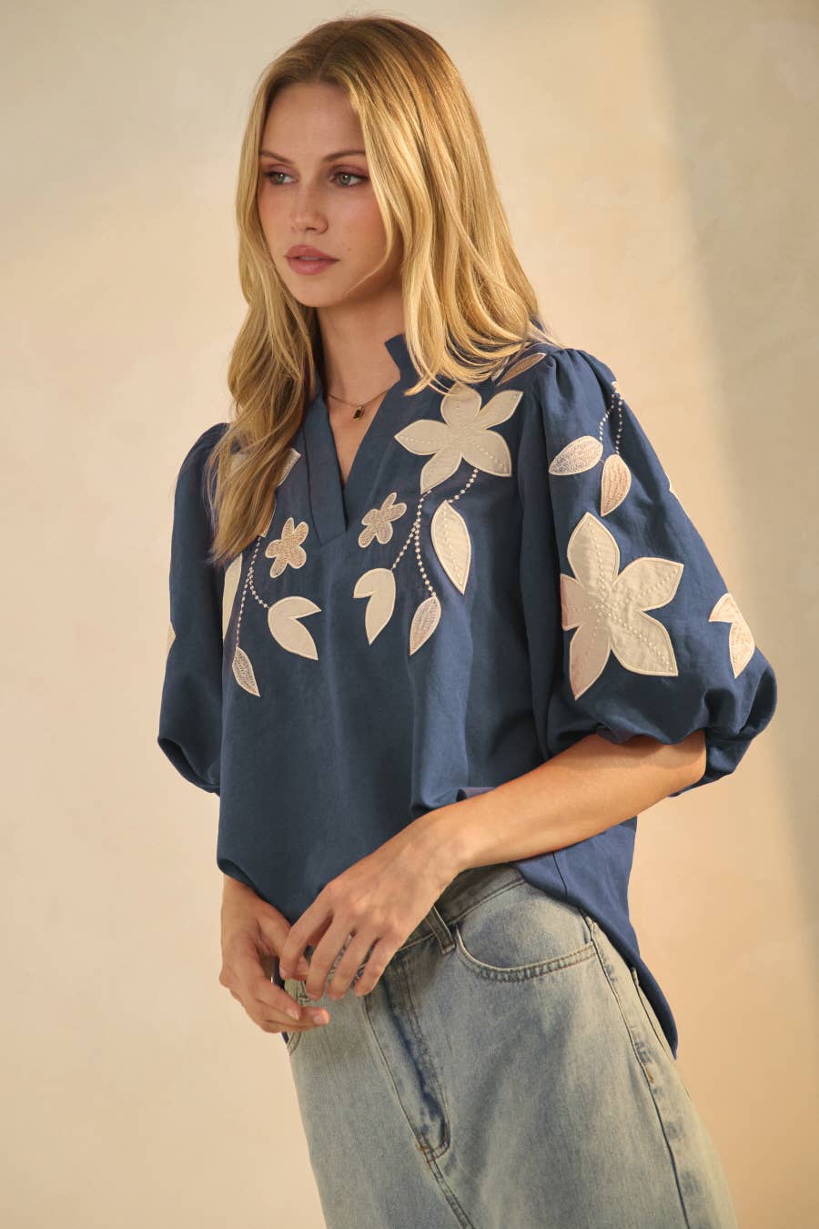 Camel washed suede top, size large shown, available in plus sizes.
