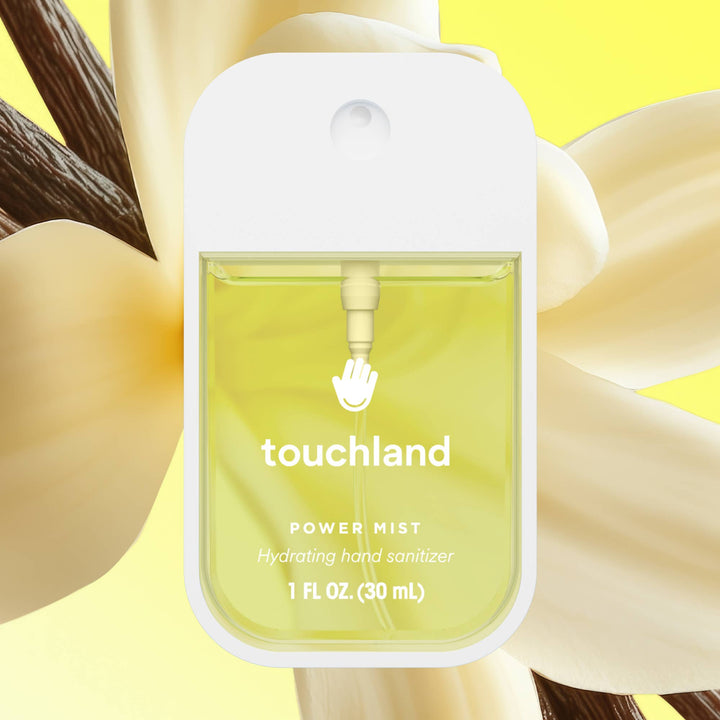 Vanilla Blossom Power Mist Hydrating Hand Sanitizer spray, 1 fl oz (30 mL).