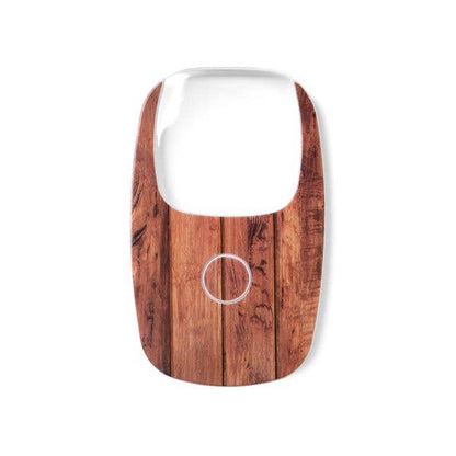 Optimum Optical The Hobbyist OptiCard LED Pocket Magnifier with wood-patterned frame, circular emblem at the bottom center, and 2X magnification; available sizes not specified.