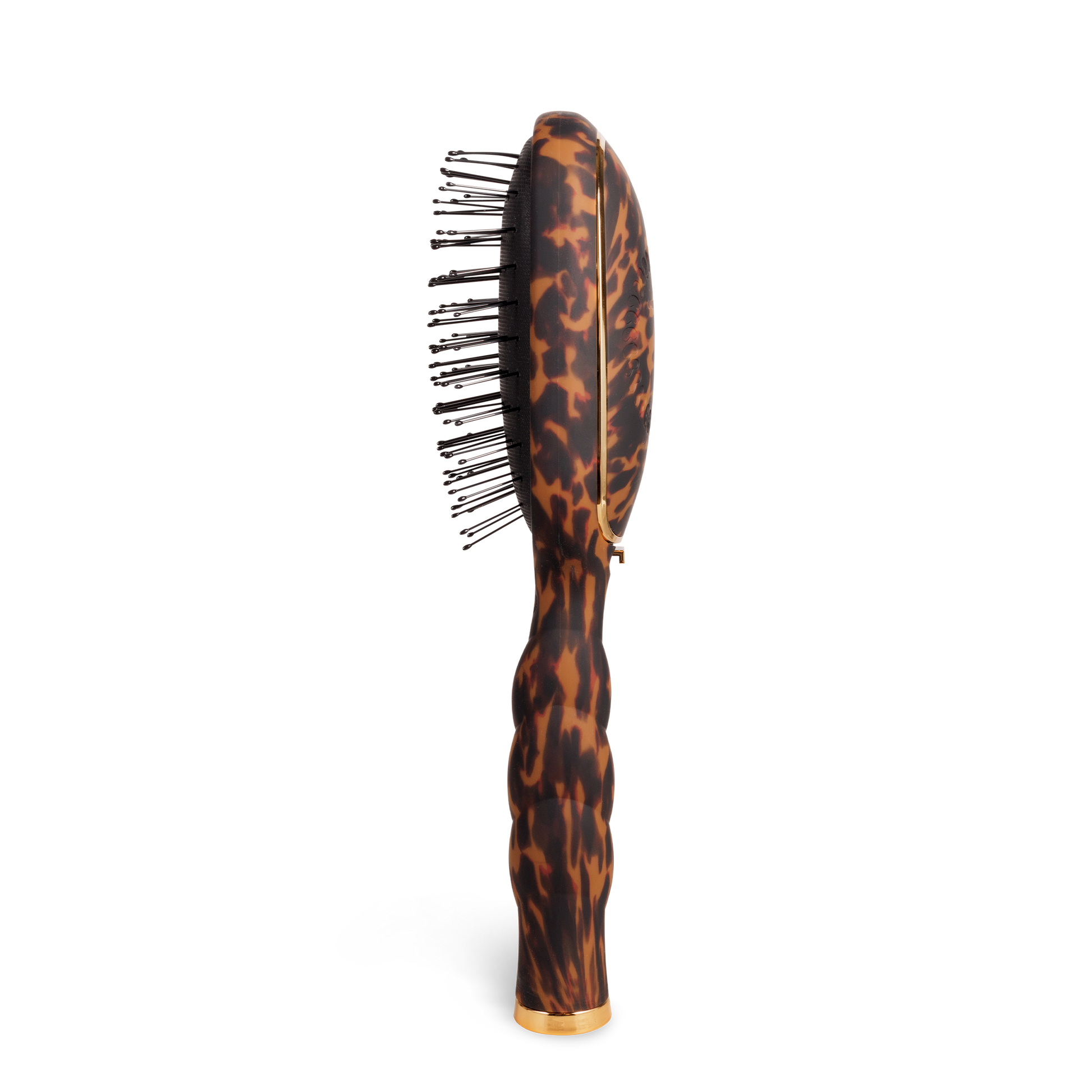 Detangler Hair Brush for Fine Hair | Tortoise: tortoiseshell pattern, black bristles, ergonomic curved design. Sizes: S/M/L.