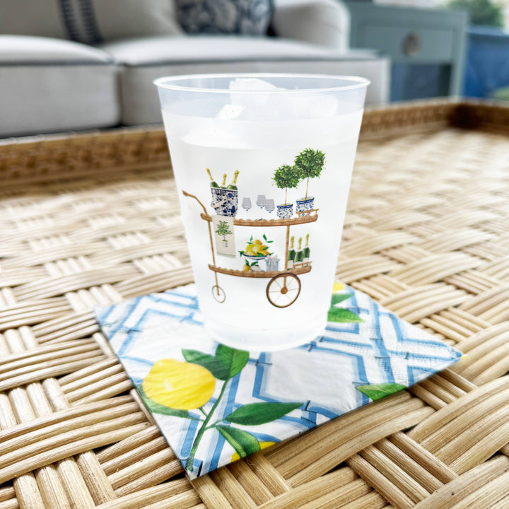 Bamboo Lemon Print Paper Cocktail Napkins, Pack of 20. Available in 5x5 inch size.