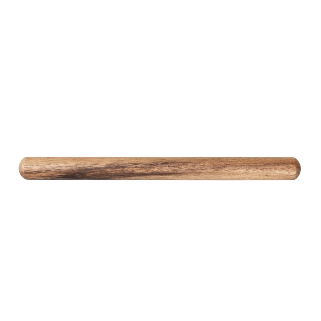 Suar Wood Rolling Pin: 15-3/4"L x 1-1/3"W, smooth cylindrical shape with tapered ends, natural wood grain, polished finish.