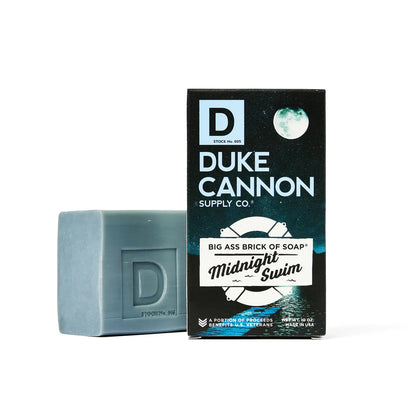 The Big Ass Brick of Soap - Midnight Swim: large blue American-made bar with "D" emboss, natural oils. Available in one size.