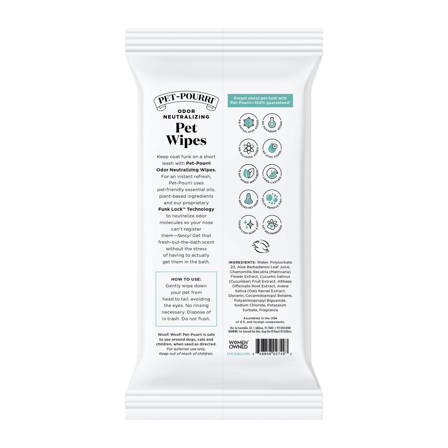 Pet~Pourri - Pet Coat Wipes - 50ct - Pawsitively Fresh Scent