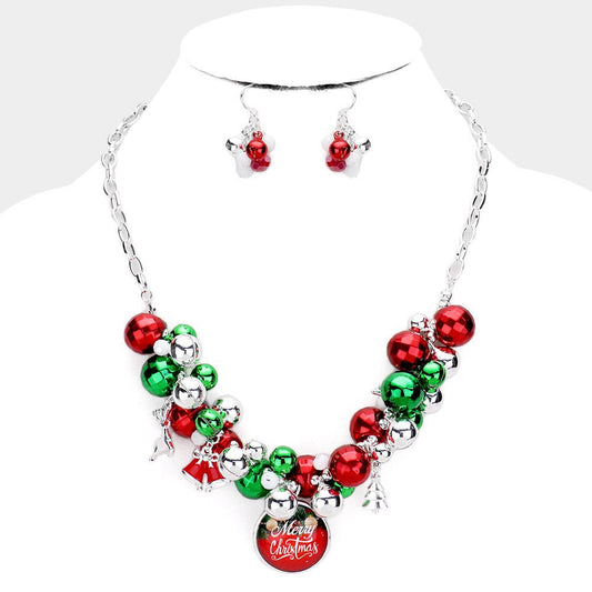 Merry Christmas Bell Ball Collar Necklace