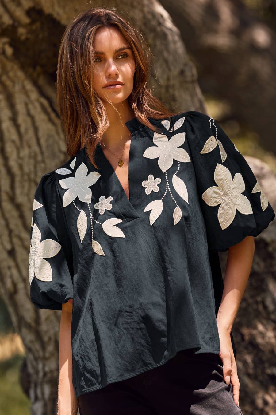 Washed Suede Top in Camel, shown in size S. Available in XS–XL.