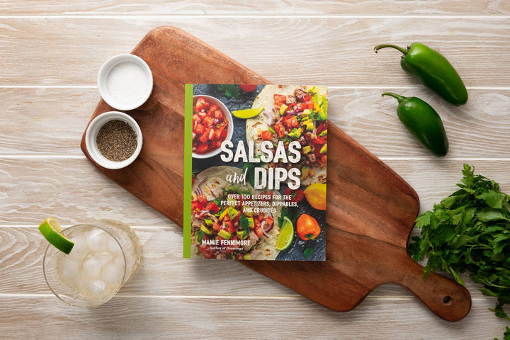Salsas and Dips" cookbook; concise guide for making salsa and dip recipes. Sizes available: standard paperback, hardcover.