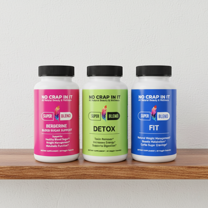 The Weight Loss Bundle includes "Berberine," "Detox," and "Fit" bottles; available in 60-capsule sizes each.