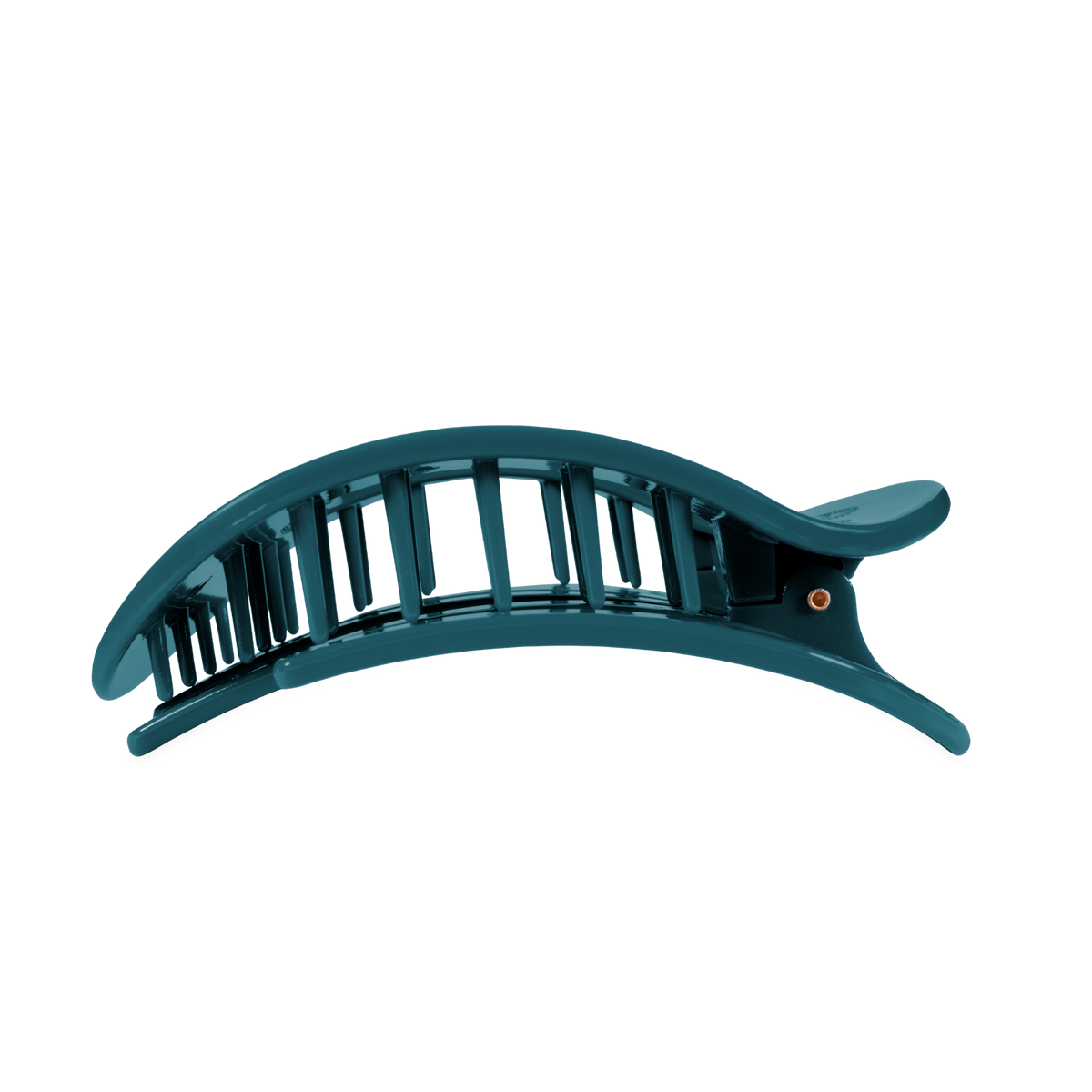 Teal With It Large Flat Round Hair Clip in teal with a curved, vented design; available in large size.
