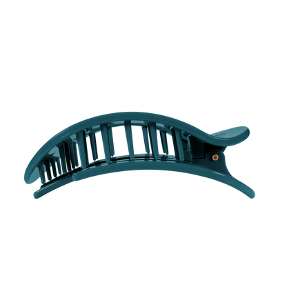 Teal With It Large Flat Round Hair Clip in teal with a curved, vented design; available in large size.