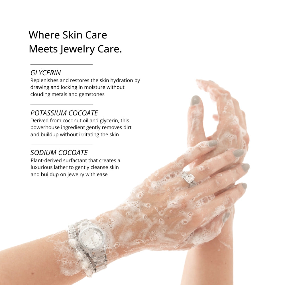 Jewelry Wash® | Shinery: Plant-based, non-toxic jewelry cleaner with glycerin. Available in 2oz and 6oz sizes.