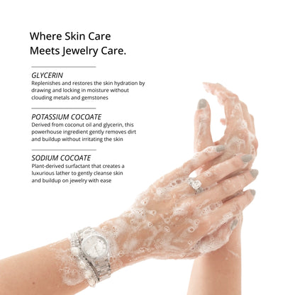 Jewelry Wash® | Shinery: Plant-based, non-toxic jewelry cleaner with glycerin. Available in 2oz and 6oz sizes.