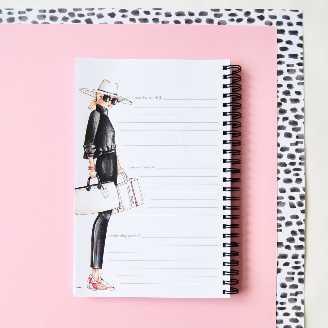 2025 Planner, spiral-bound, open to March 3–5 with lined sections. Available in small, medium, and large sizes.
