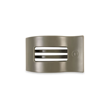 Beige TELETIES Flat Rectangle Hair Clip with vented design and circular detail; available in multiple sizes.