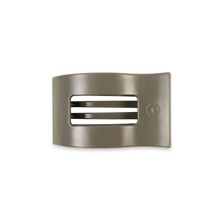 Beige TELETIES Flat Rectangle Hair Clip with vented design and circular detail; available in multiple sizes.