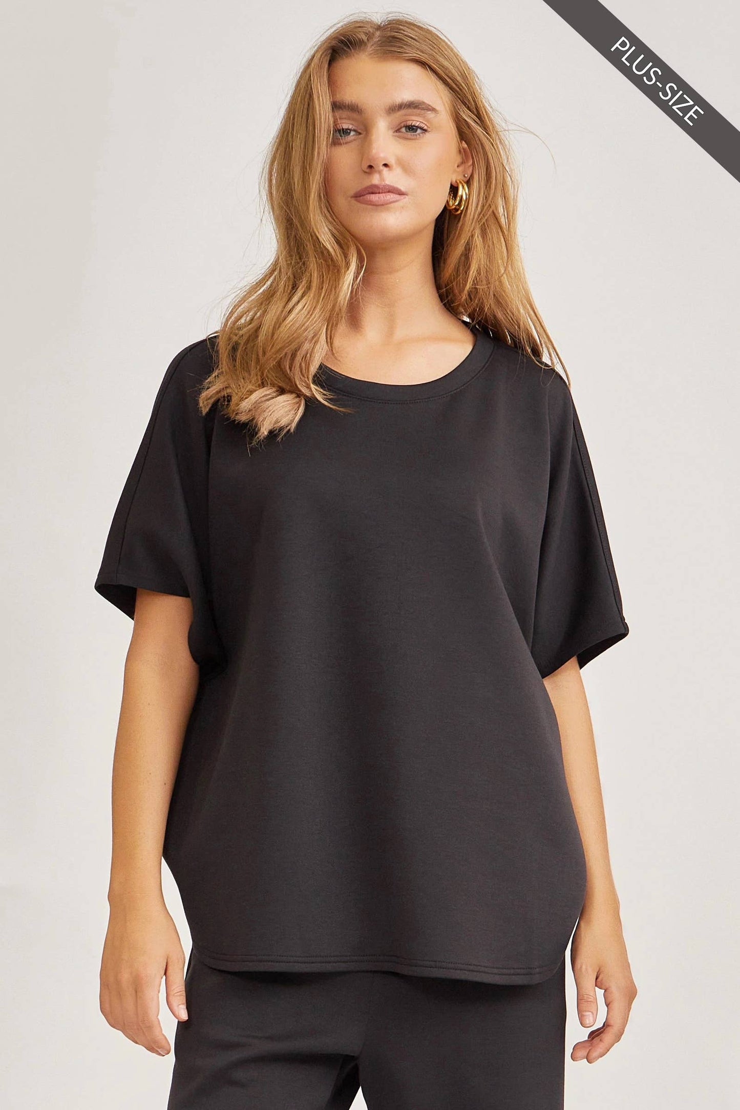 Black Poncho Top + Bell Bottom Modal Set