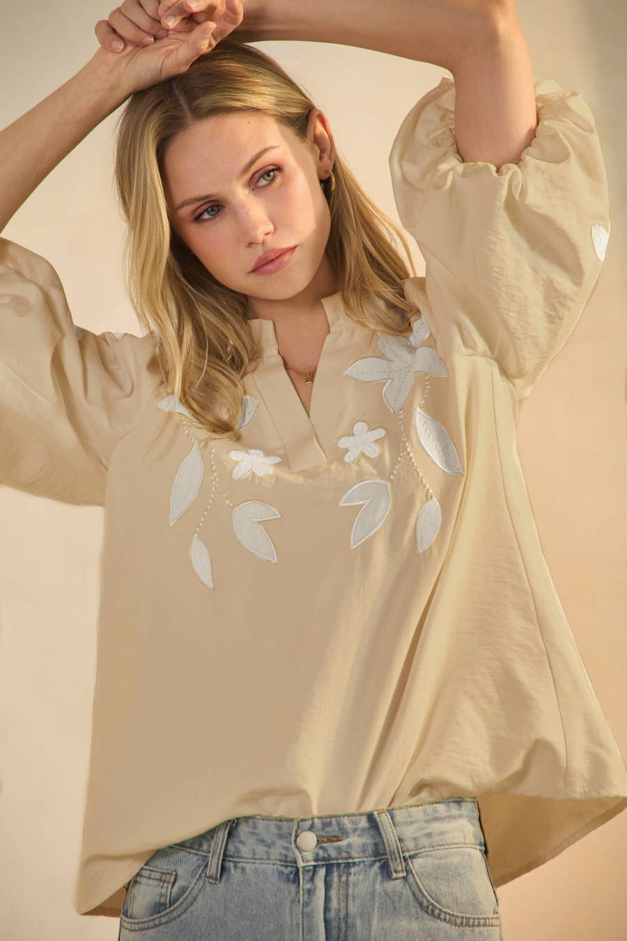 Camel Washed Suede Top, size L; available in multiple sizes.
