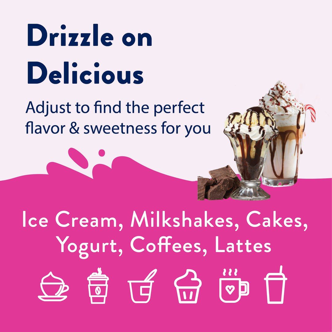 Sugar Free Holiday Delicious Drizzle Sauce Trio for desserts and coffees.