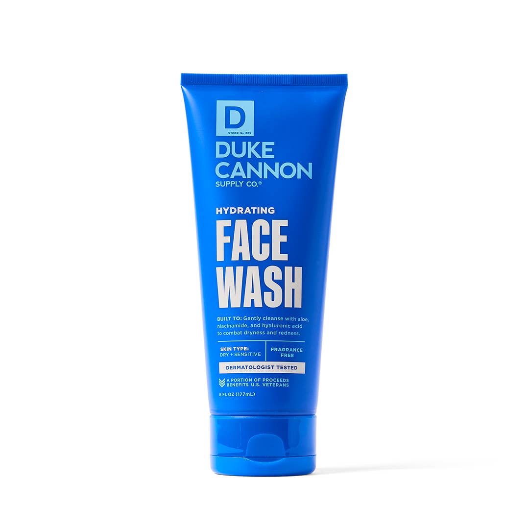 Hydrating Face Wash with aloe and vitamin C for sensitive skin; dermatologist-tested. Available in 100ml and 200ml sizes.