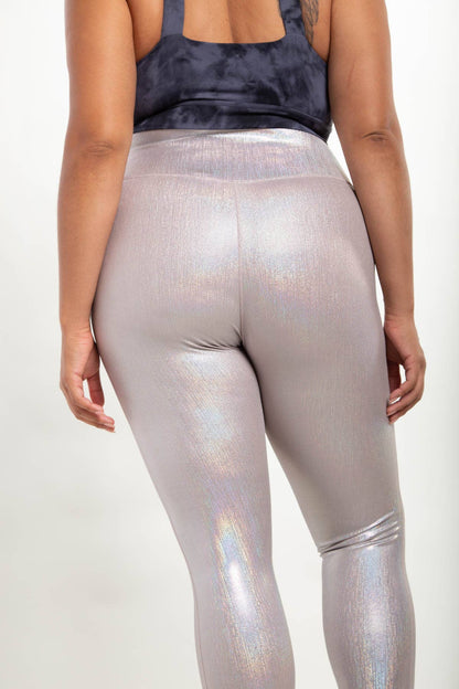 CURVY Iridescent Holo Foil High-Waisted Leggings