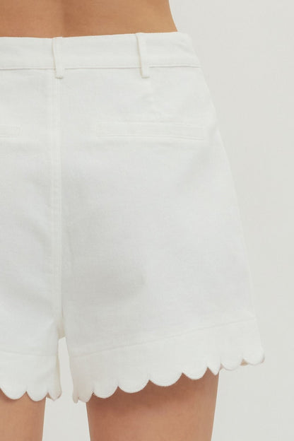 White Scallop Trim HW Shorts
