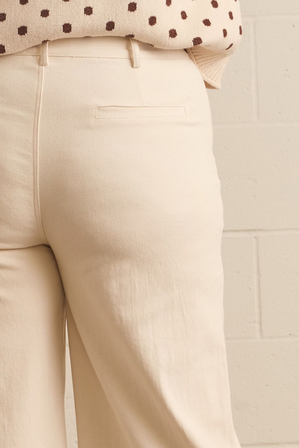 Madelyn Scallop Wide Leg Pants in cream, available in sizes XS–XL.