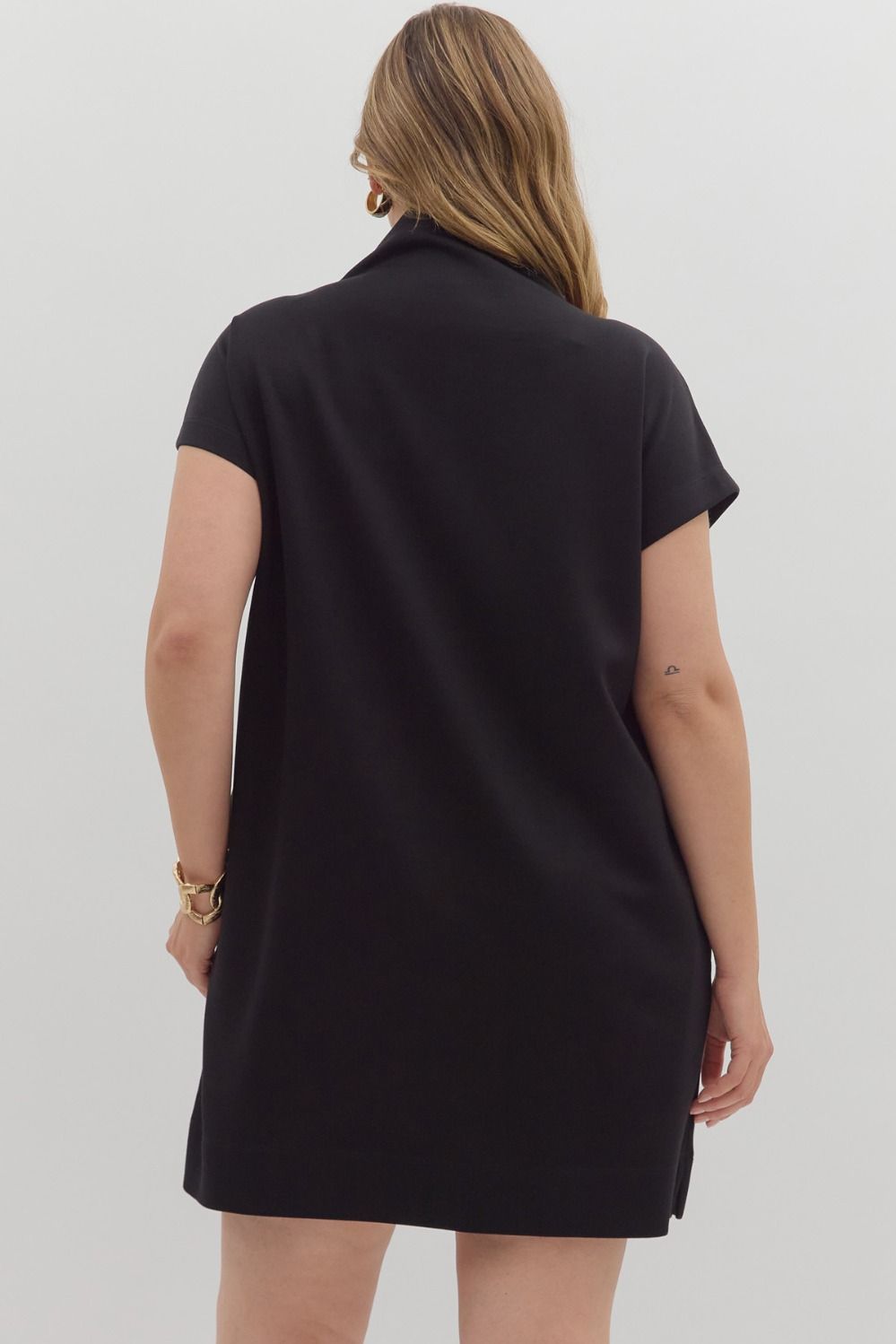 Solid Mock Neck Pullover Dress