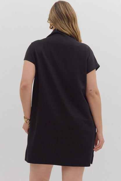 Solid Mock Neck Pullover Dress