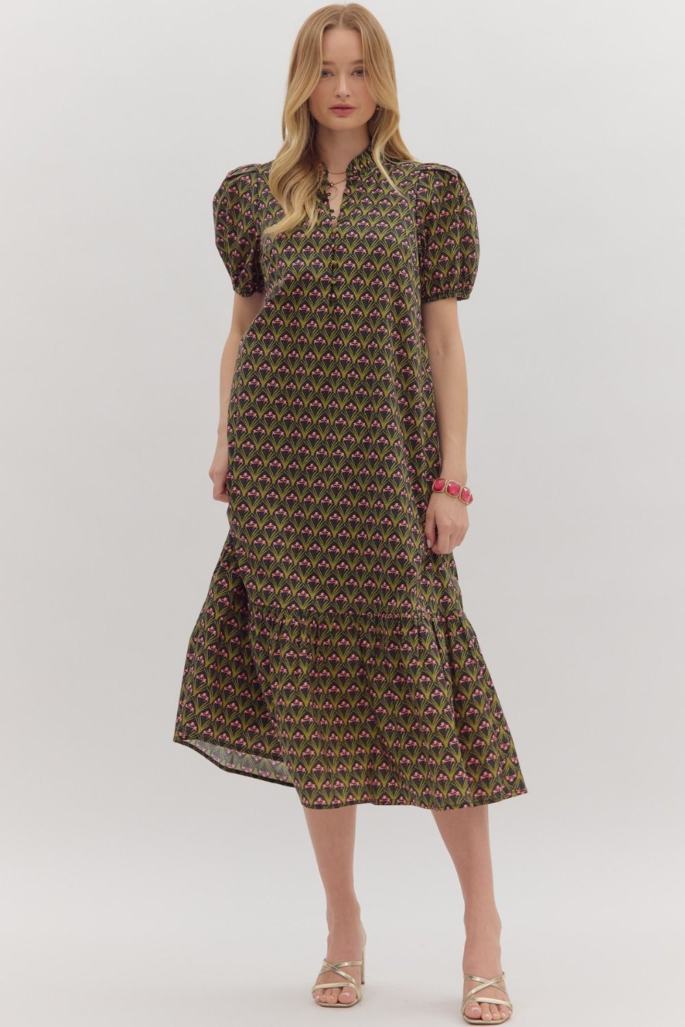 Susie Floral Print Ruffle Hem Midi Dress