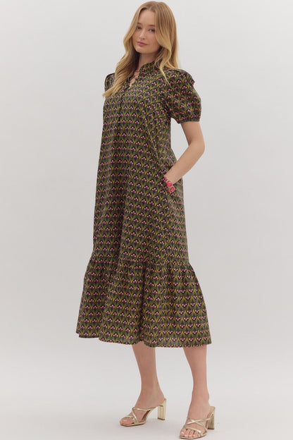 Susie Floral Print Ruffle Hem Midi Dress