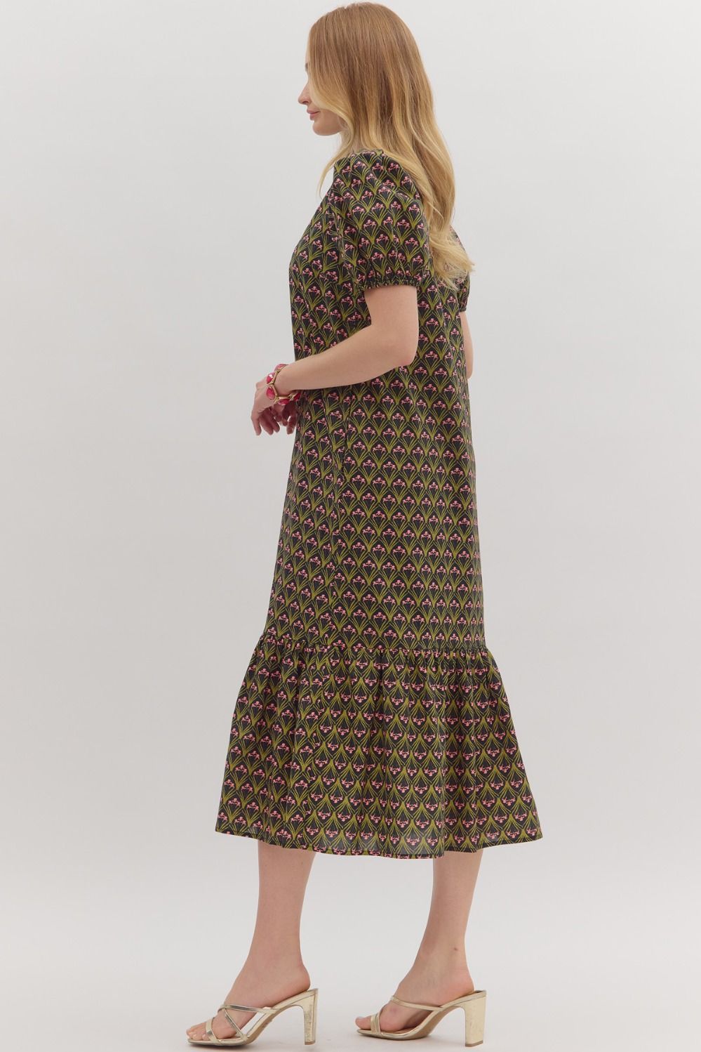 Susie Floral Print Ruffle Hem Midi Dress