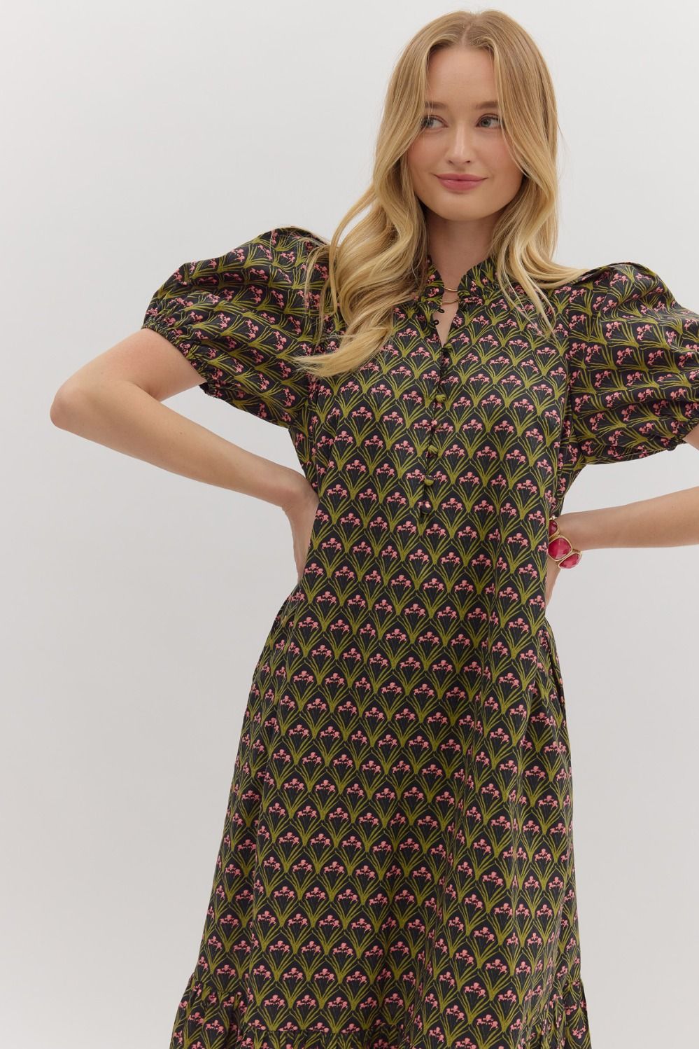 Susie Floral Print Ruffle Hem Midi Dress