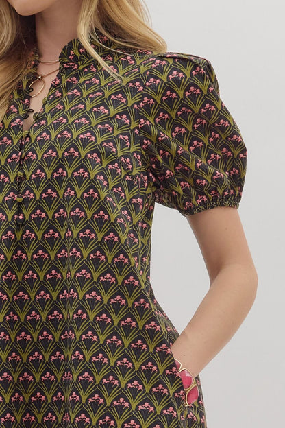 Susie Floral Print Ruffle Hem Midi Dress