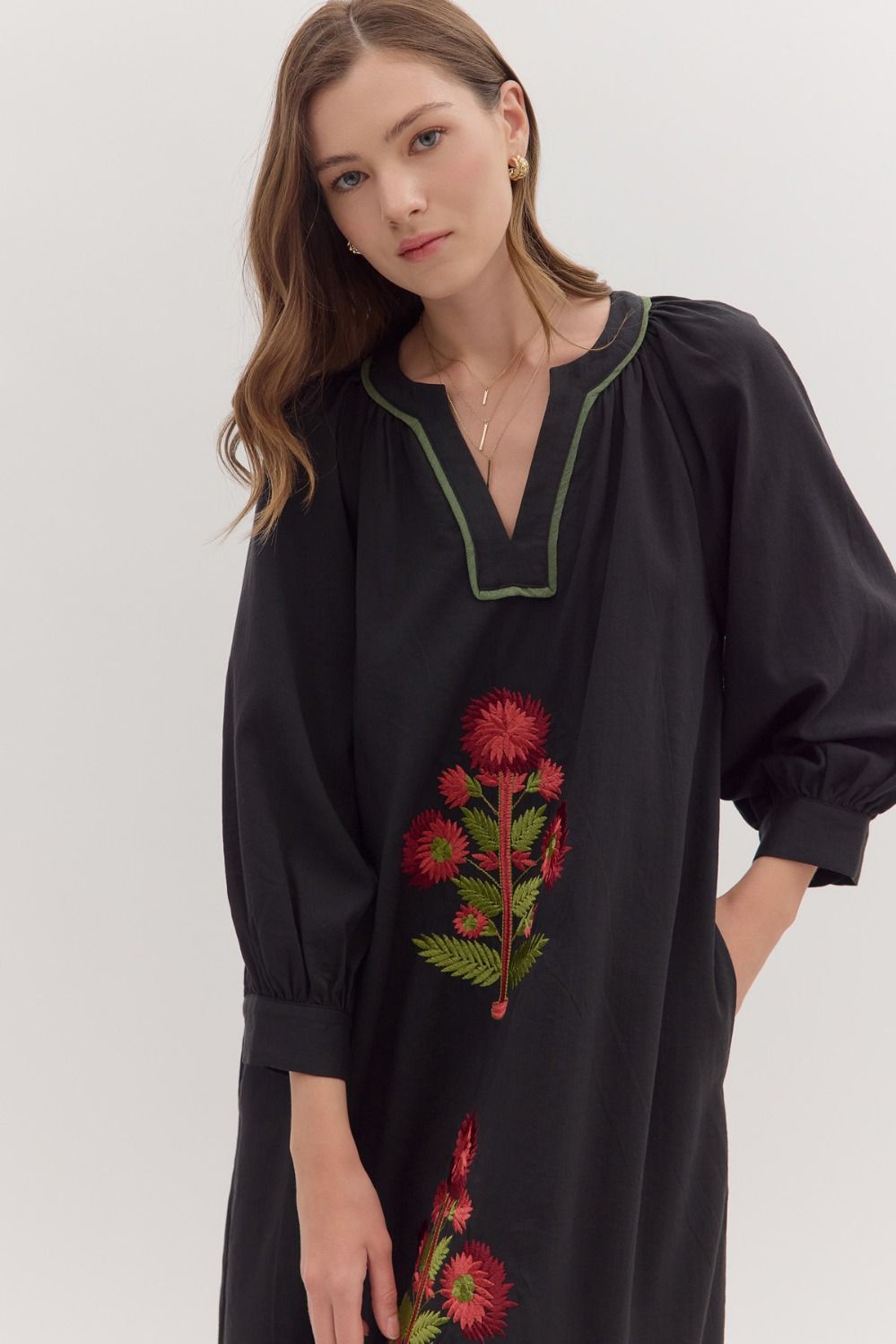Mum Embroidered Long Sleeve Maxi Dress