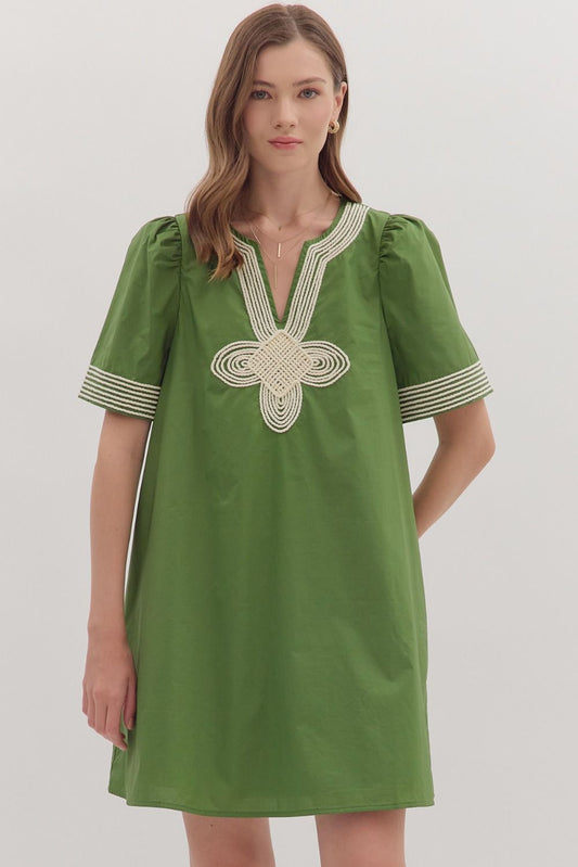 Paula Puff Sleeve Applique Dress