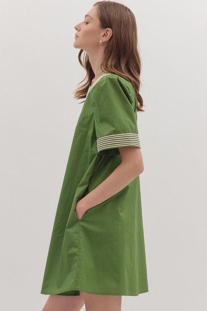 Paula Puff Sleeve Applique Dress