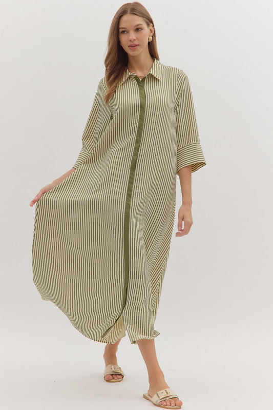 Laney Collared Striped Midi Dress