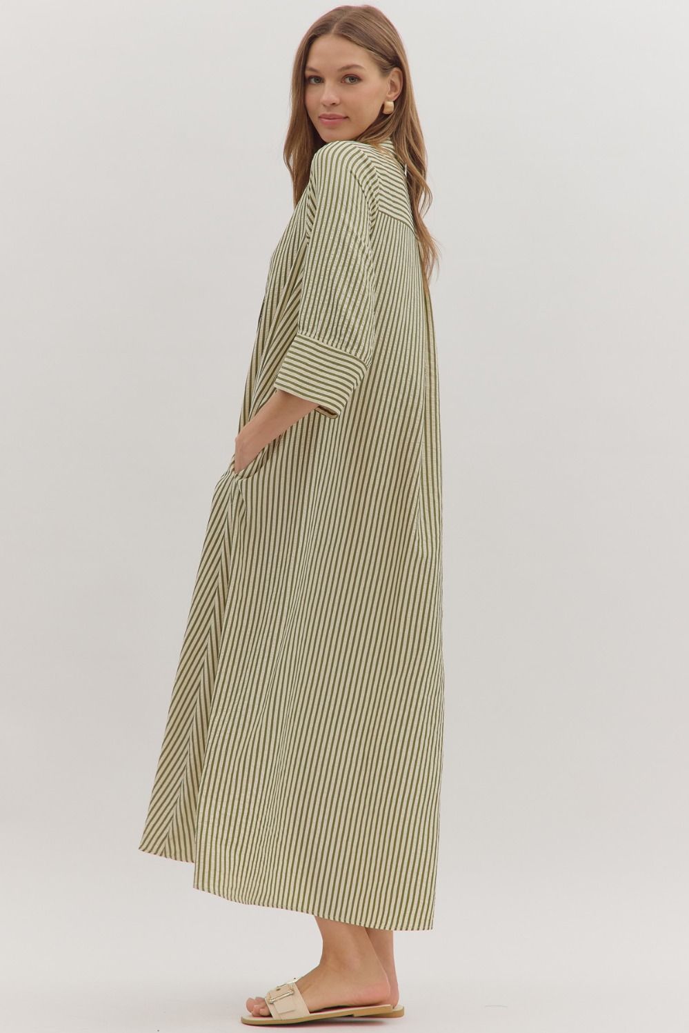 Laney Collared Striped Midi Dress