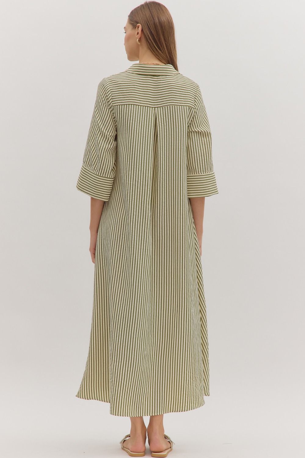 Laney Collared Striped Midi Dress