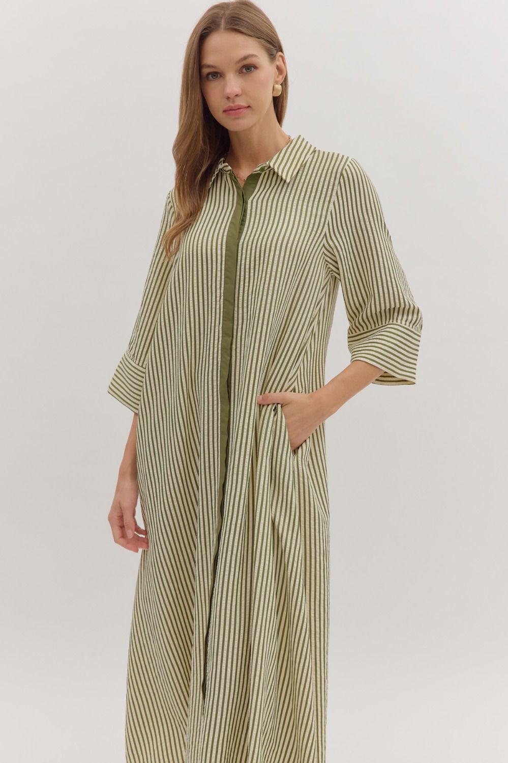 Laney Collared Striped Midi Dress