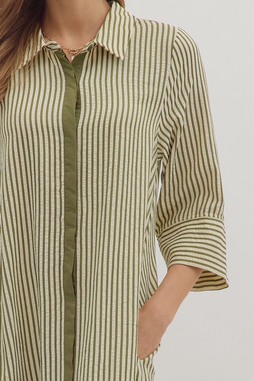 Laney Collared Striped Midi Dress