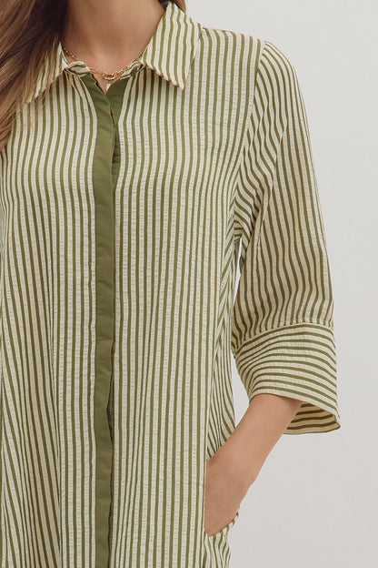 Laney Collared Striped Midi Dress