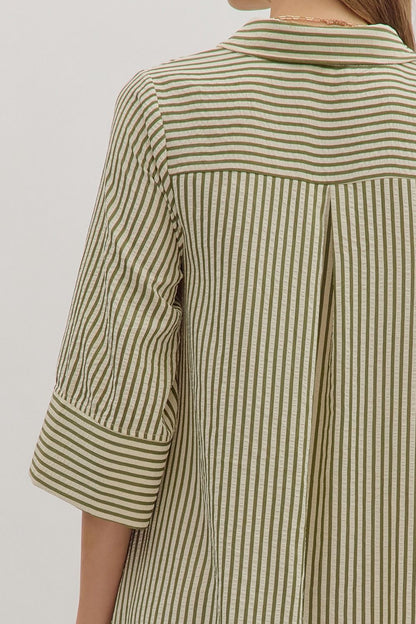 Laney Collared Striped Midi Dress