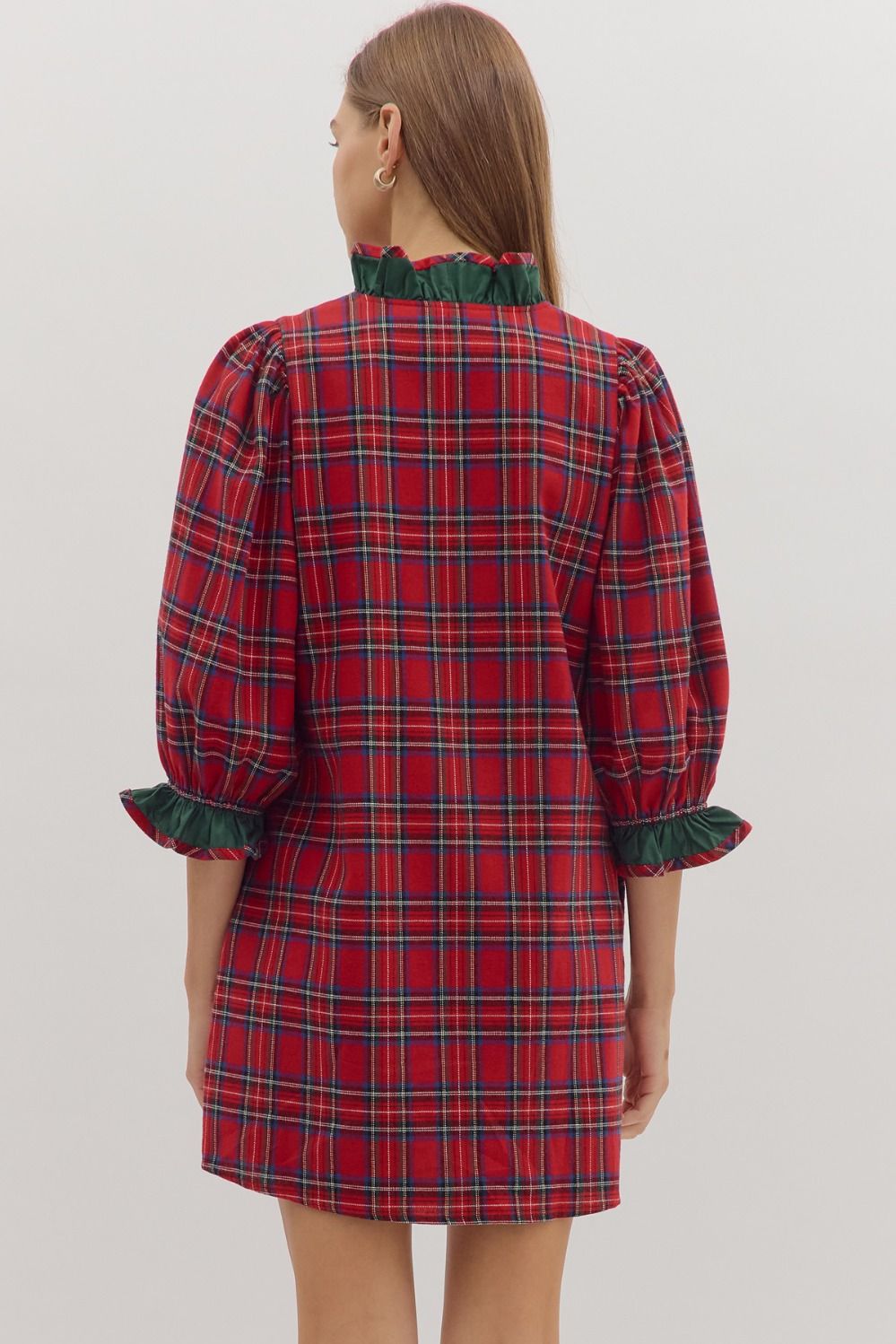 Noelle Plaid Ruffle Trim Dress
